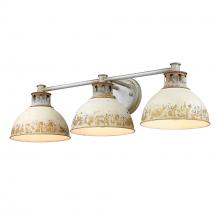 Golden 0865-BA3 AGV-AI - Kinsley 3 Light Bath Vanity in Aged Galvanized Steel with Antique Ivory Shade