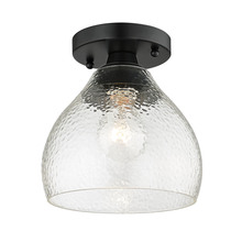 Golden 1094-SF BLK-HCG - Ariella Small Pendant in Matte Black with Hammered Clear Glass