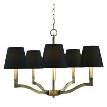 Golden 3500-5 AB-GRM - Waverly 5 Light Chandelier in Aged Brass with Tuxedo Shade