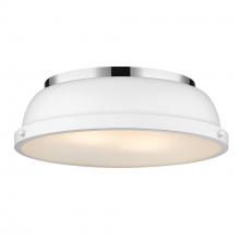 Golden 3602-14 CH-WHT - Duncan 14" Flush Mount in Chrome with a Matte White Shade