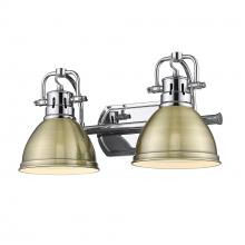 Golden 3602-BA2 CH-AB - Duncan 2 Light Bath Vanity in Chrome with Aged Brass Shades