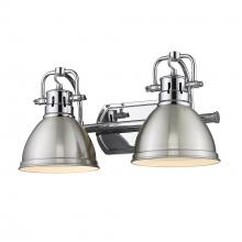 Golden 3602-BA2 CH-PW - Duncan 2 Light Bath Vanity in Chrome with Pewter Shades