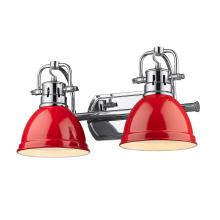 Golden 3602-BA2 CH-RD - Duncan 2 Light Bath Vanity in Chrome with Red Shades