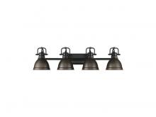 Golden 3602-BA4 BLK-RBZ - Duncan 4-Light Bath Vanity in Matte Black with Rubbed Bronze