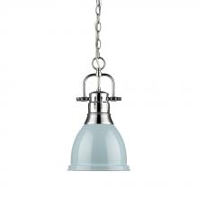 Golden 3602-S CH-SF - Duncan Small Pendant with Chain in Chrome with a Seafoam Shade