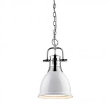 Golden 3602-S CH-WH - Duncan Small Pendant with Chain in Chrome with a White Shade