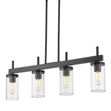 Golden 7011-LP BLK-CLR - Winslett Linear Pendant in Matte Black with Ribbed Clear Glass Shades