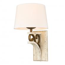 Golden 1832-1W BC-CDW - Solay 1 Light Wall Sconce (Plug-in or Hardwire) in Burnished Chestnut with Ivory Linen Sha
