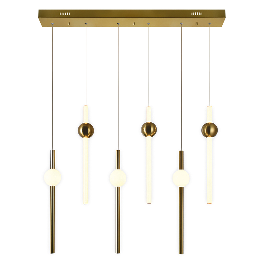 Baton LED Island/Pool Table Chandelier With Brass Finish