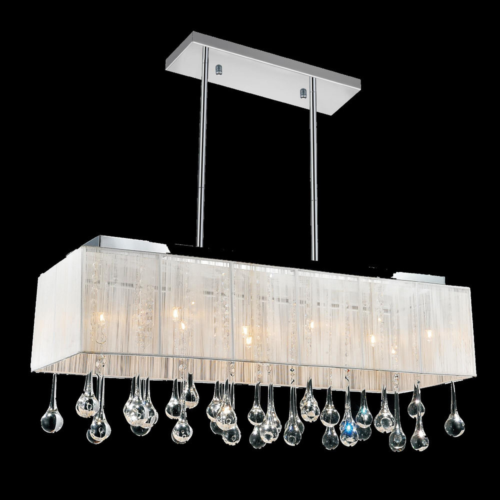 Water Drop 10 Light Drum Shade Chandelier With Chrome Finish