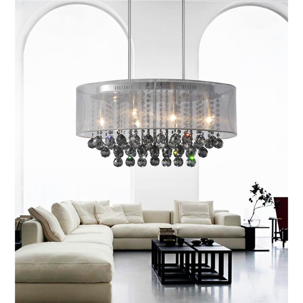 Radiant 6 Light Drum Shade Chandelier With Chrome Finish