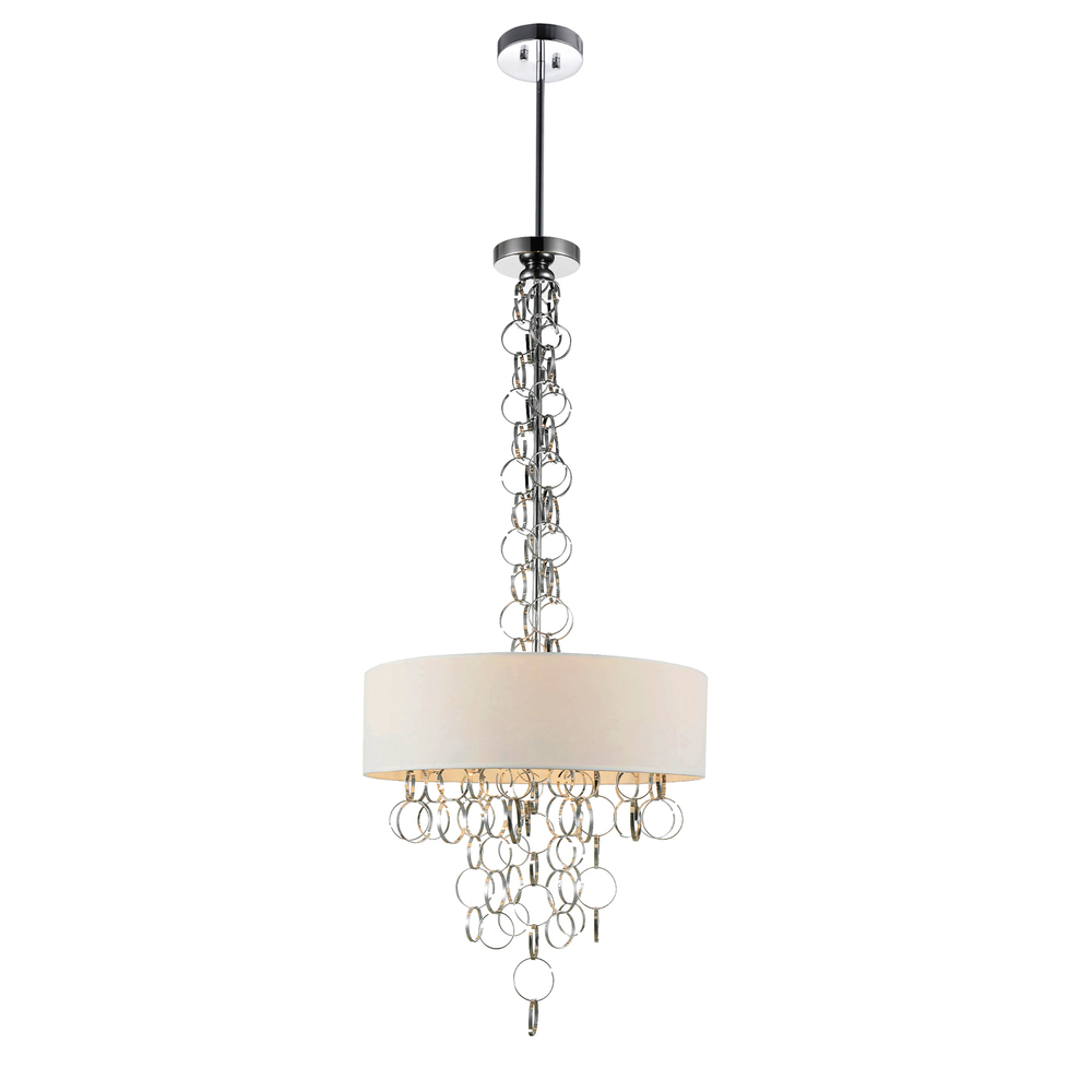 Chained 4 Light Drum Shade Chandelier With Chrome Finish