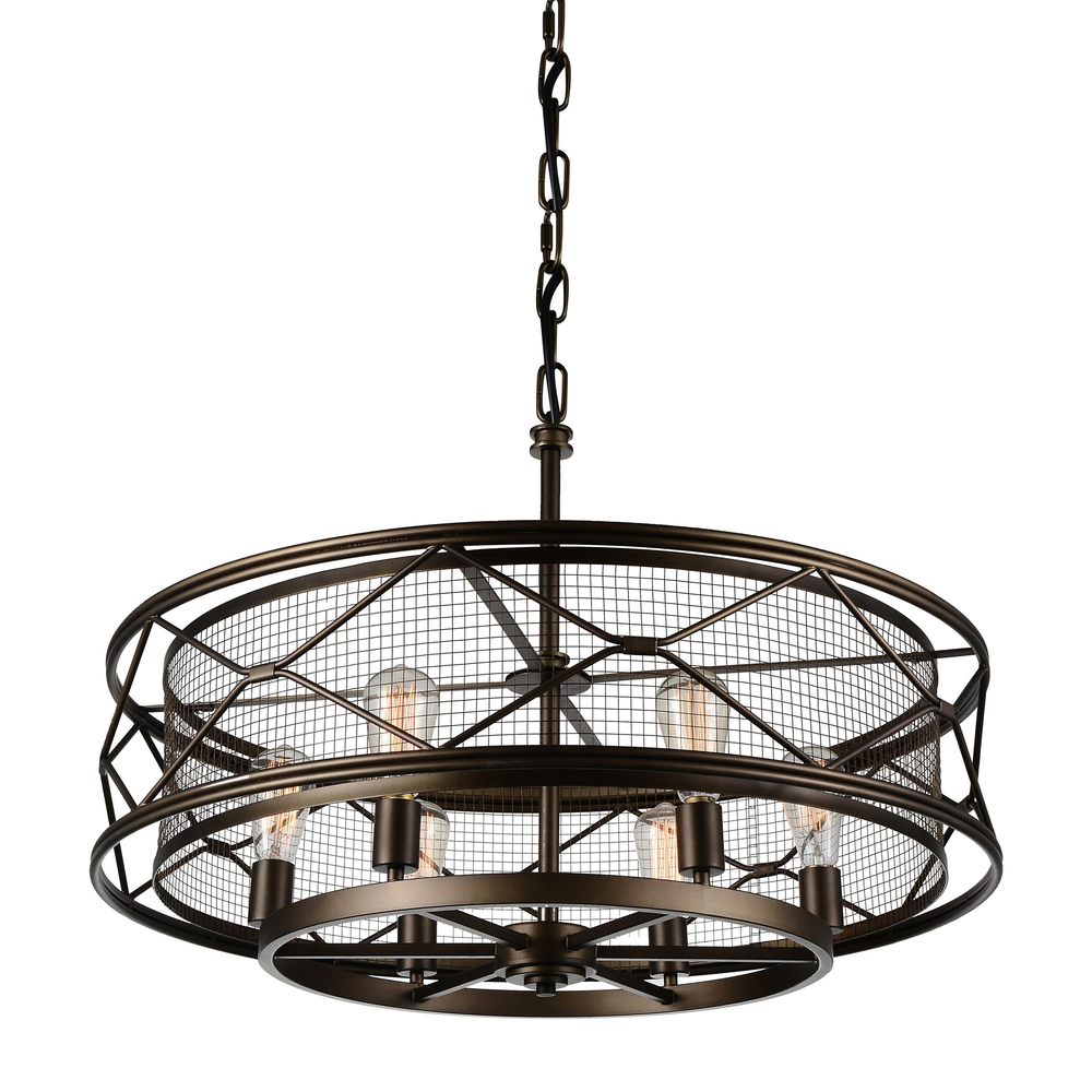Kali 6 Light Up Chandelier With Light Brown Finish