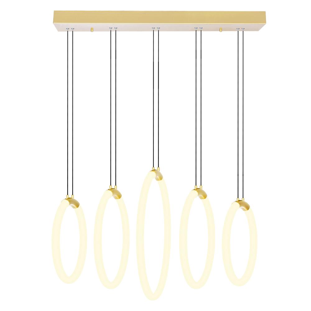 Hoops 5 Light LED Chandelier With Satin Gold Finish