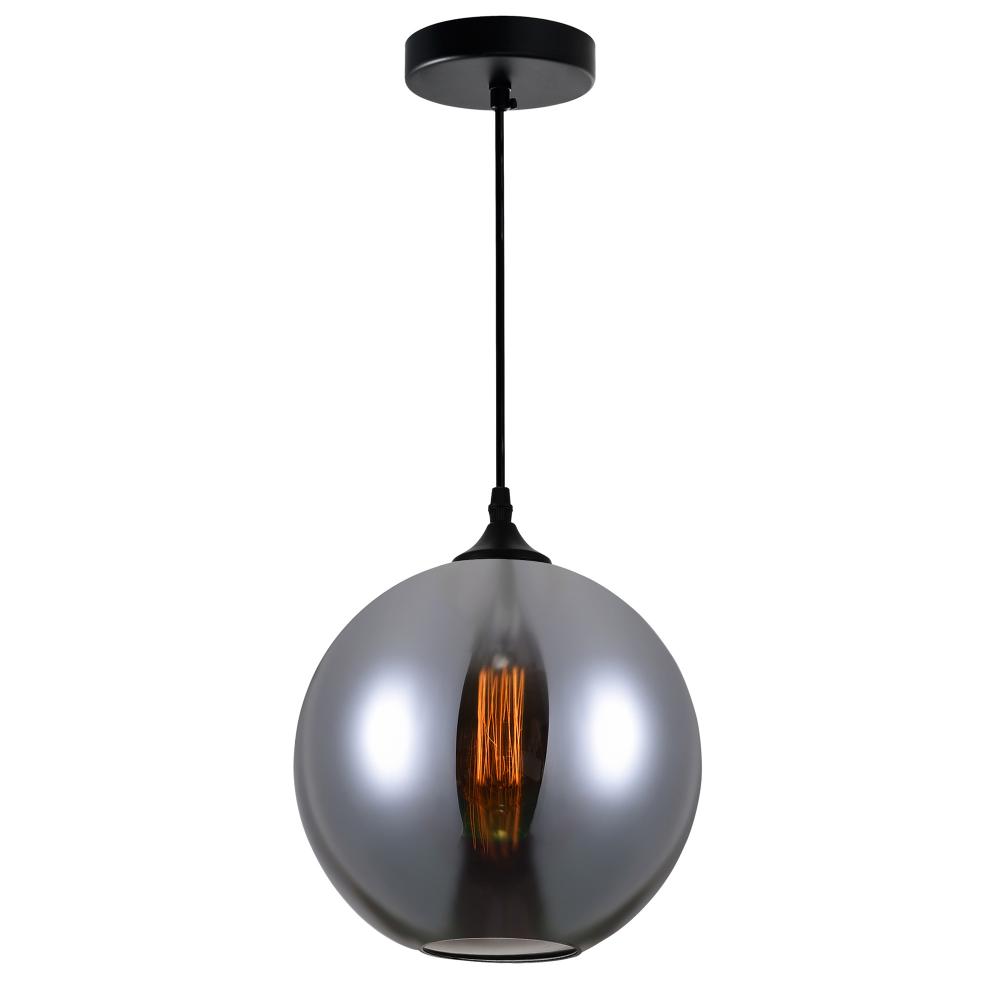 Glass 1 Light Down Mini Pendant With Smoke Finish