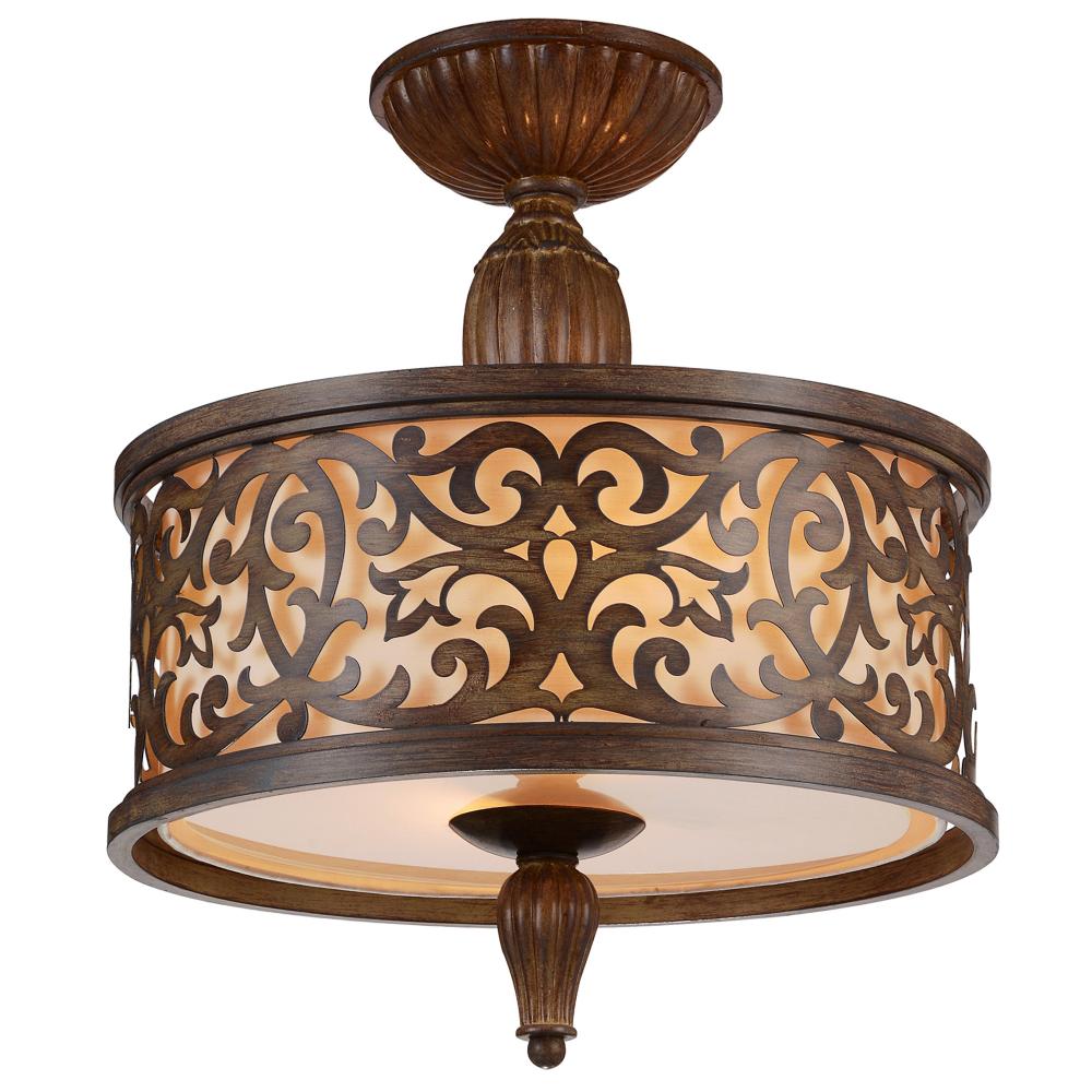 Nicole 3 Light Drum Shade Flush Mount With Brushed Chocolate Finish