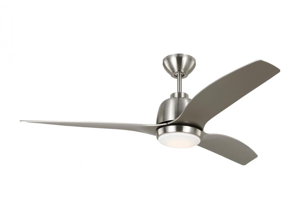 Avila 54" Dimmable Integrated LED Indoor/Outdoor Brushed Steel Ceiling Fan with Light Kit