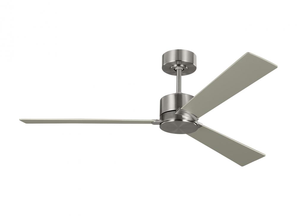 Rozzen 52" Indoor/Outdoor Brushed Steel Ceiling Fan with Handheld Remote Control