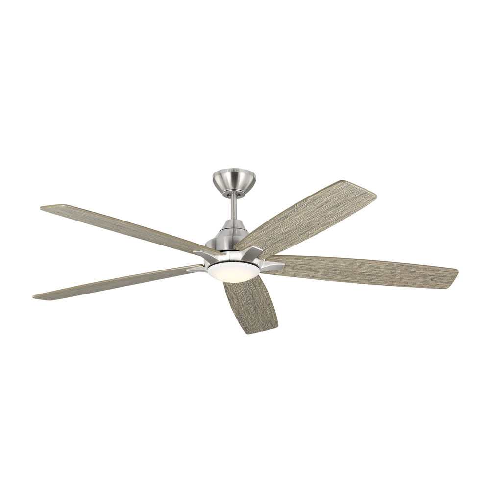 Lowden 60" Dimmable Indoor/Outdoor Integrated LED Brushed Steel Ceiling Fan with Light Kit, Remo