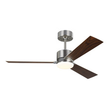 Monte Carlo 3RZR44BS - Rozzen 44" Indoor/Outdoor Brushed Steel Ceiling Fan with Handheld Remote Control and Reversible 
