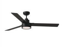 Monte Carlo 3JVR58MBKD - Jovie 58" Dimmable Indoor/Outdoor Integrated LED Midnight Black Ceiling Fan with Light Kit, Hand