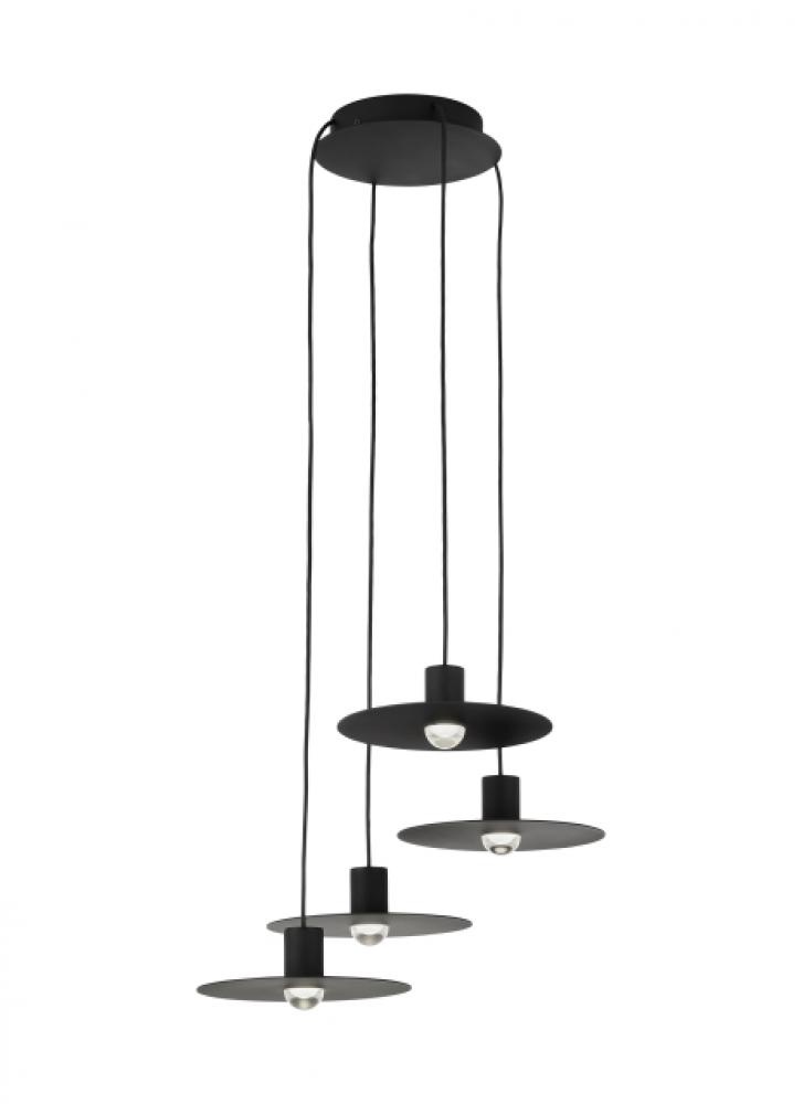 Modern Eaves dimmable LED 4-light in a Nightshade Black finish Ceiling Chandelier