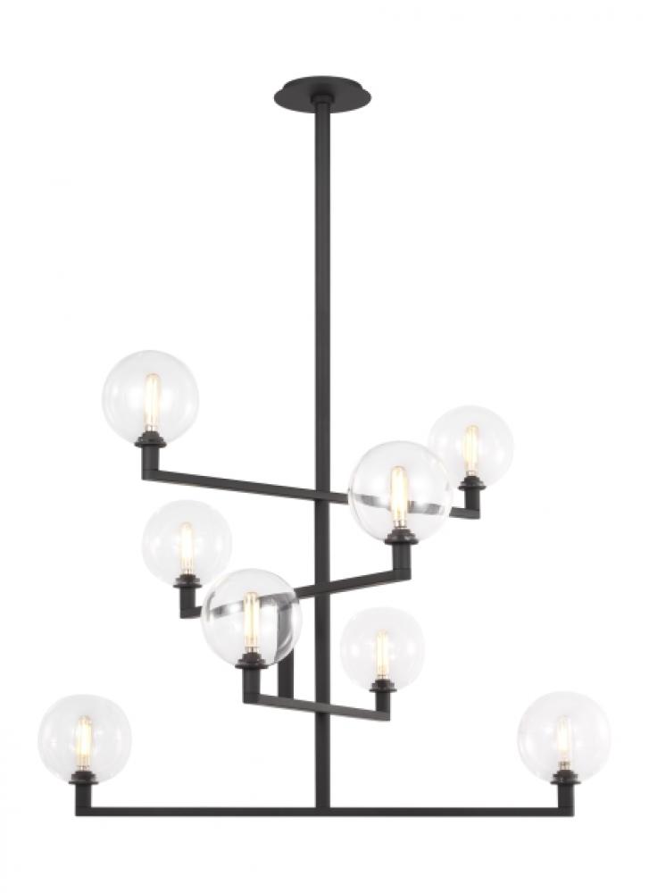The Gambit 8-Light Damp Rated Dimmable Ceiling Chandelier in Nightshade Black