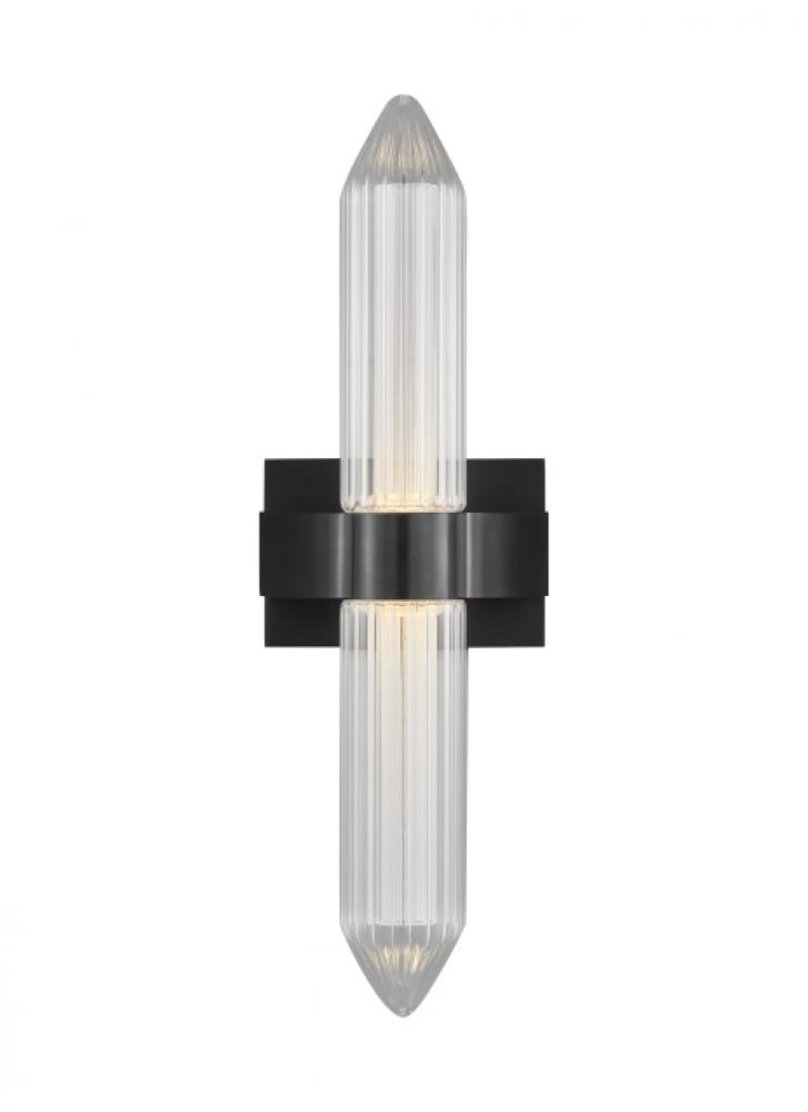 Modern Langston dimmable LED Medium Bath Sconce Light in a Plated Dark Bronze finish