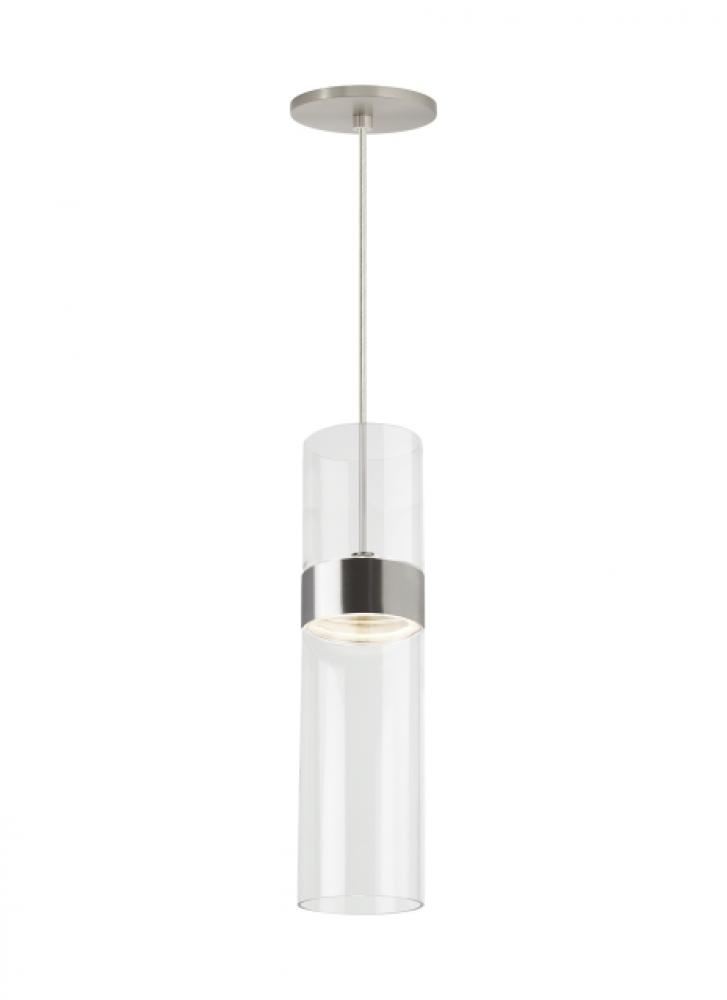 Manette Modern dimmable LED Medium Ceiling Pendant Light in a Satin Nickel/Silver Colored finish