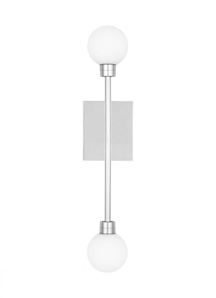 The Mara Damp Rated 2-Light Integrated Dimmable LED Wall Sconce in Polished Nickel