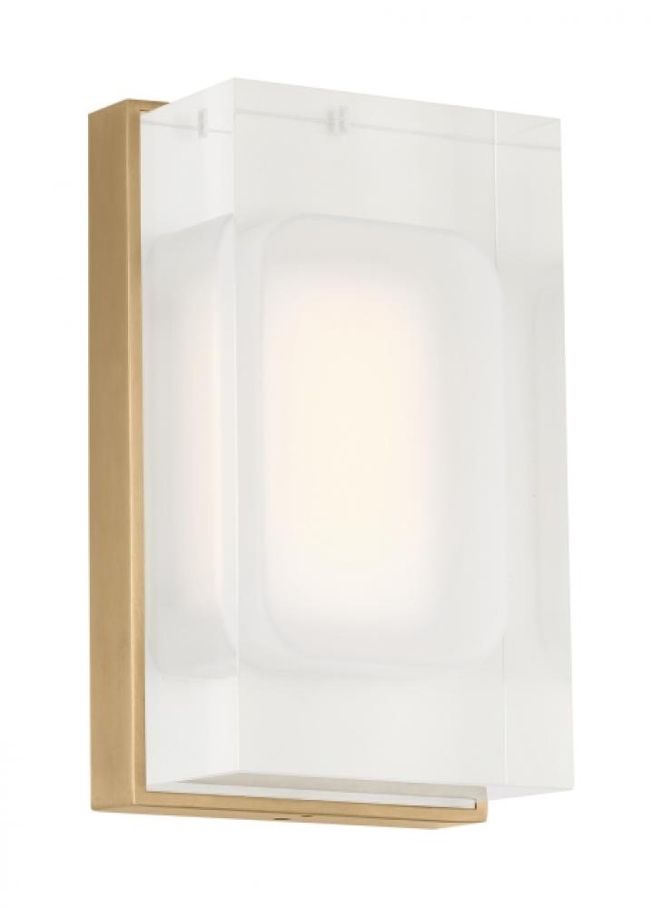 The Milley 7-inch Damp Rated 1-Light Integrated Dimmable LED Wall Sconce in Natural Brass