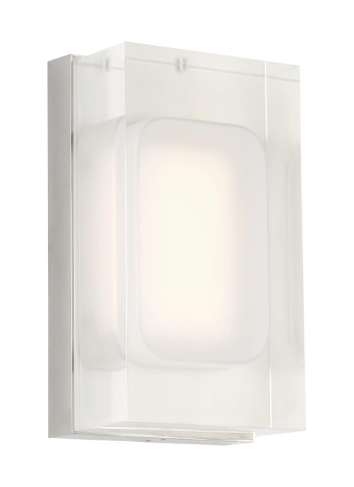 The Milley 7-inch Damp Rated 1-Light Integrated Dimmable LED Wall Sconce in Polished Nickel