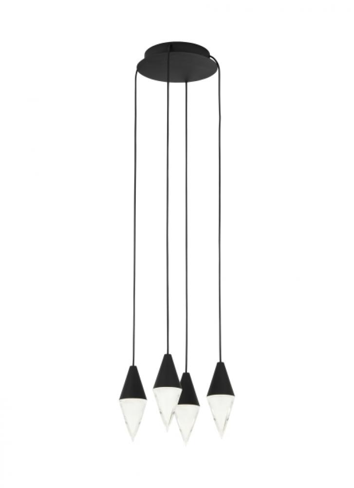 Modern Turret dimmable LED 4-light Ceiling Chandelier in a Nightshade Black finish