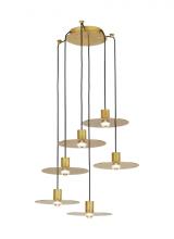 Visual Comfort & Co. Modern Collection 700TRSPEVS6RNB-LED930 - Modern Eaves dimmable LED 6-light in a Natural Brass/Gold Colored finish Ceiling Chandelier