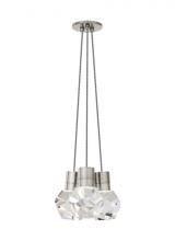 Visual Comfort & Co. Modern Collection 700TDKIRAP3IS-LED930 - Modern Kira dimmable LED Ceiling Pendant Light in a Satin Nickel/Silver Colored finish