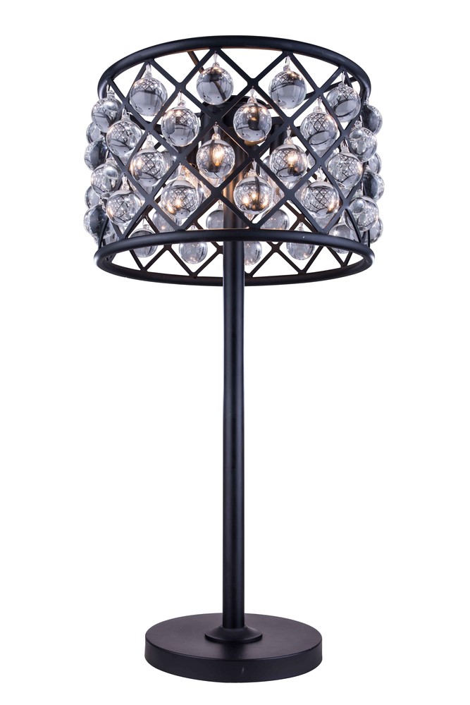 Madison 3 light Matte Black Table Lamp Clear Royal Cut Crystal