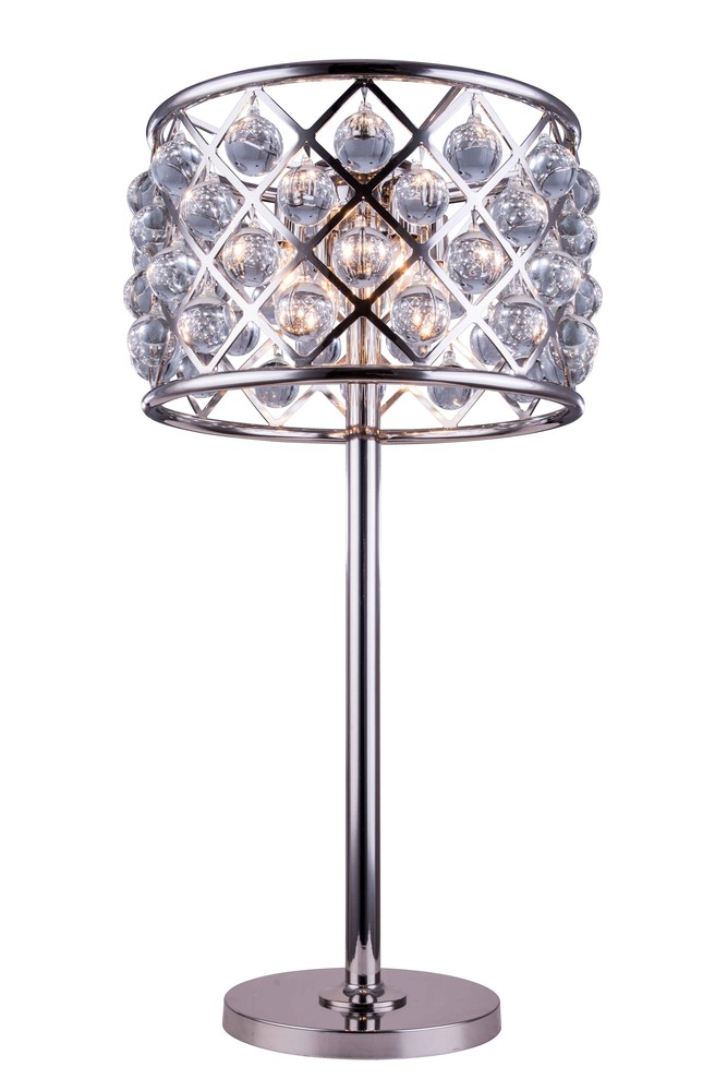 Madison 3 light polished nickel Table Lamp Clear Royal Cut Crystal