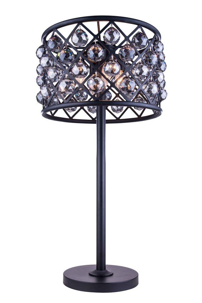 Madison 3 light Matte Black Table Lamp Silver Shade (Grey) Royal Cut Crystal