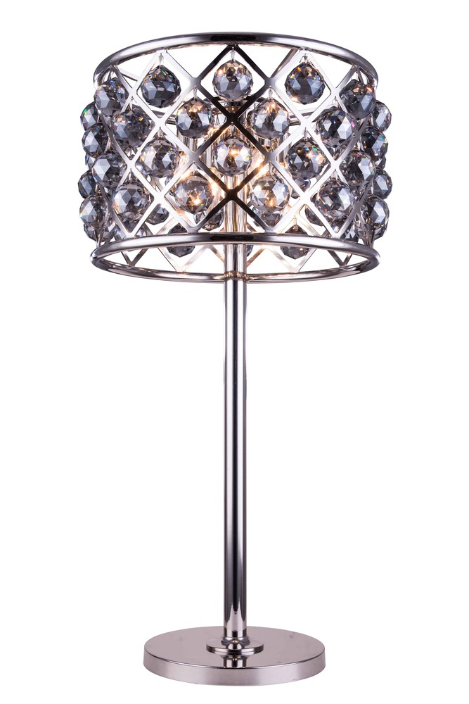 Madison 3 light polished nickel Table Lamp Silver Shade (Grey) Royal Cut Crystal