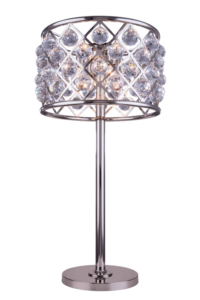 Madison 3 light polished nickel Table Lamp Clear Royal Cut Crystal