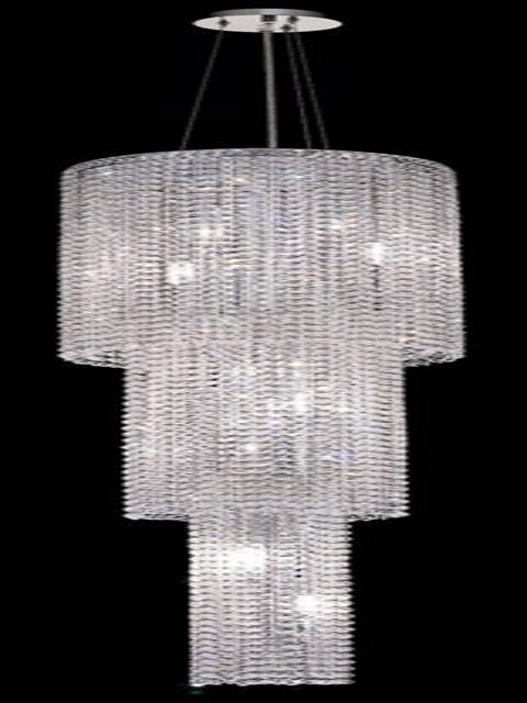 1298 Moda Collection Large Hanging Fixture D16in H63in Lt:9 Chrome Finish  (Royal Cut Crystals)