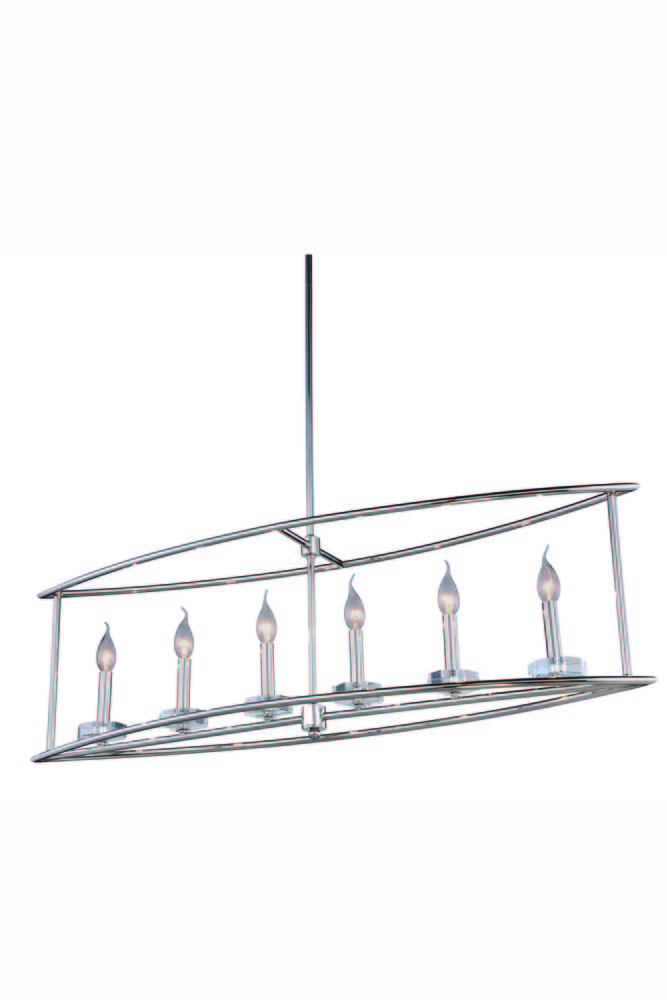 Bjorn Collection Chandelier L:44 W:10 H:65 Lt:6 Polished Nickel Finish Royal Cut Clear