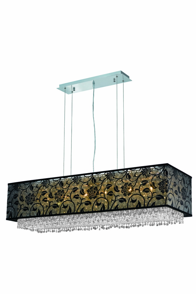 1591 Moda Collection Hanging Fixture w/ SH-1O41B Black Fabric Shade L41in W12in H11in Lt:6  Chrome F