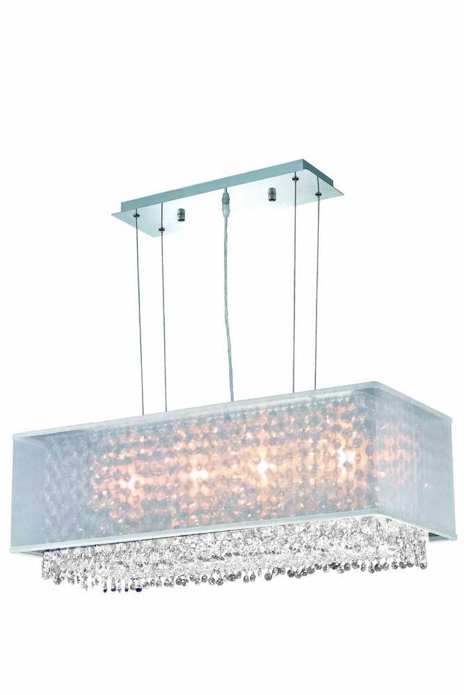 1691 Moda Collection Hanging Fixture w/ Silver Fabric Shade L29in W13in H11in Lt:4 Chrome Finish (Sw