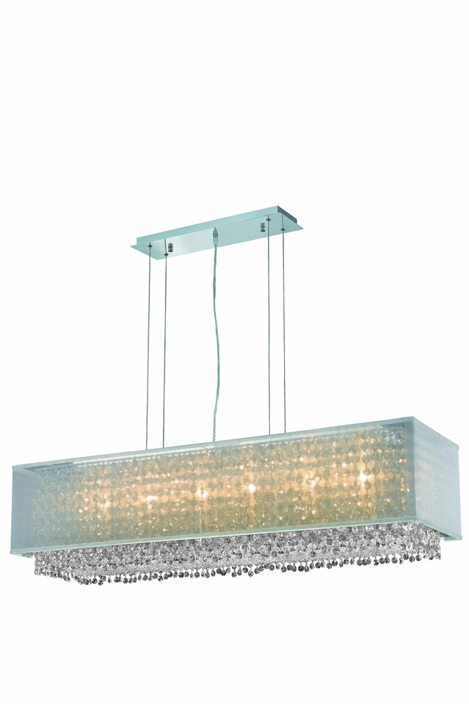 1691 Moda Collection Hanging Fixture w/ Silver Fabric Shade L41in W12in H11in Lt:6  Chrome Finish (S