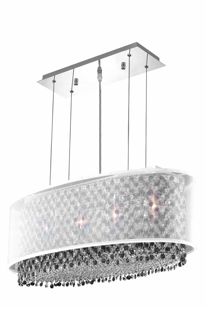 1692 Moda Collection Hanging Fixture w/ Silver Fabric Shade L29in W13in H11in Lt:4 Chrome Finish (Sw
