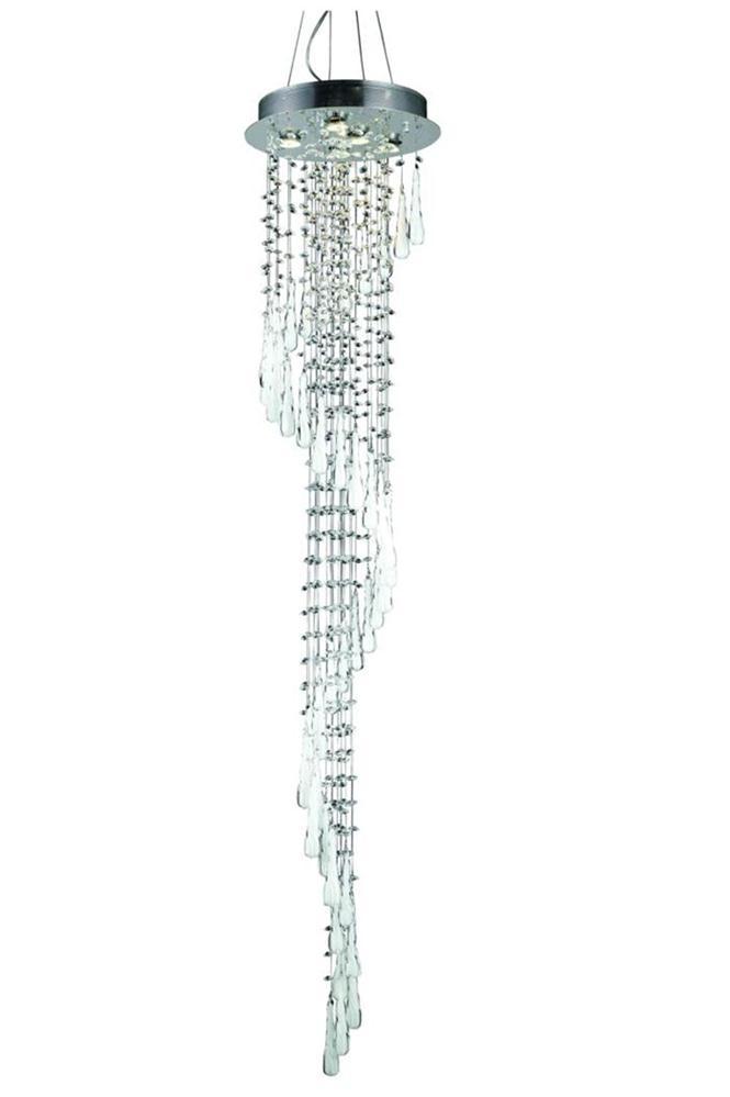 2028 Comet Collection Large Hanging Fixture White Prism Drops H72in D16in Lt:5 Chrome Finish (Royal