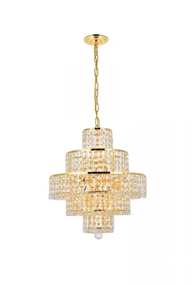 MaxIme 13 Light Gold Chandelier Clear Royal Cut Crystal