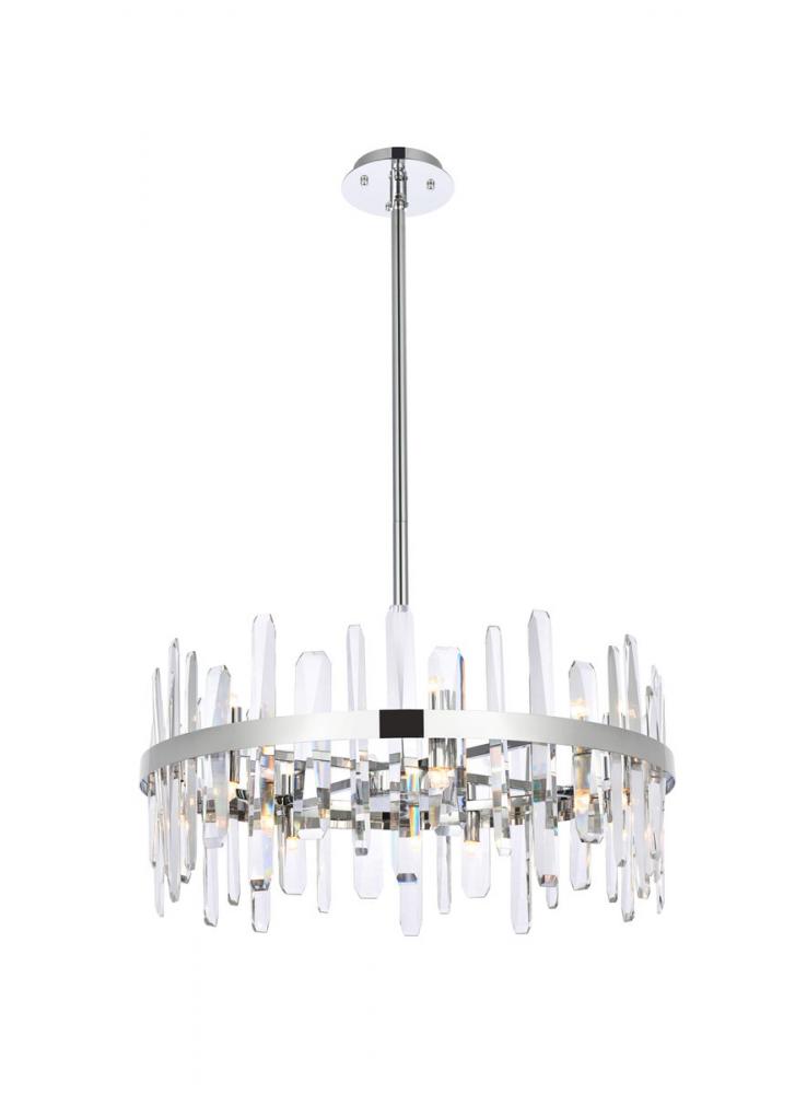 Serena 25 Inch Crystal Round Pendant in Chrome