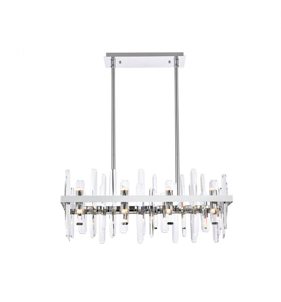 Serena 30 Inch Crystal Rectangle Chandelier in Chrome